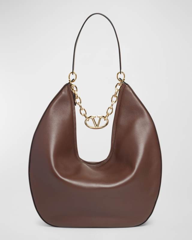 Large VLOGO Moon Leather Hobo Bag